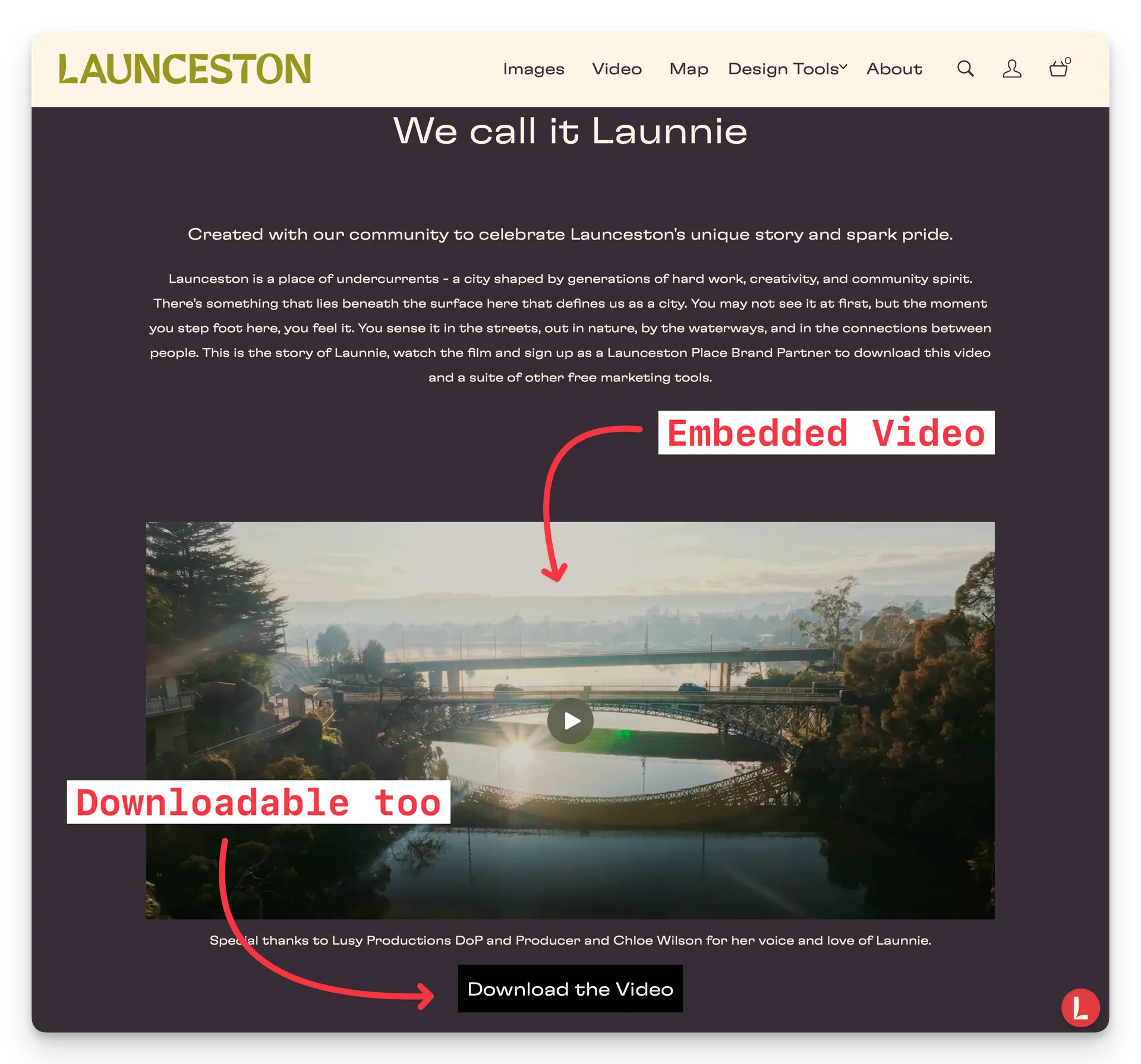 Screenshot of embedded video on Launnie.co.au website