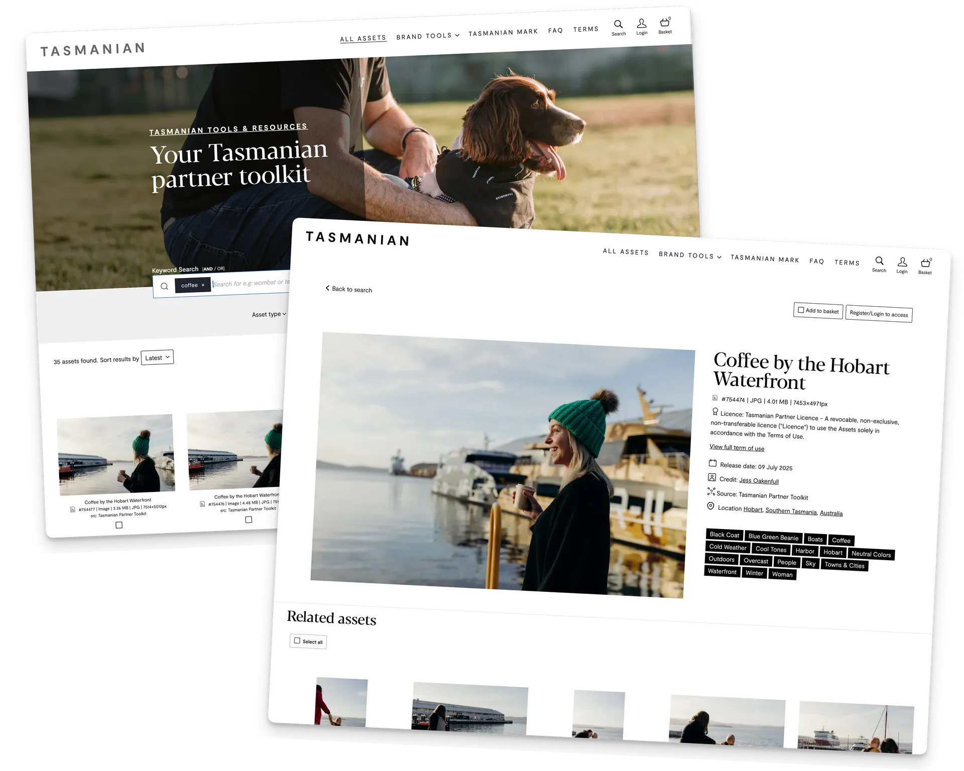 Screenshot of an image search from the Tasmanian Partner Toolkit powered by Brandkit