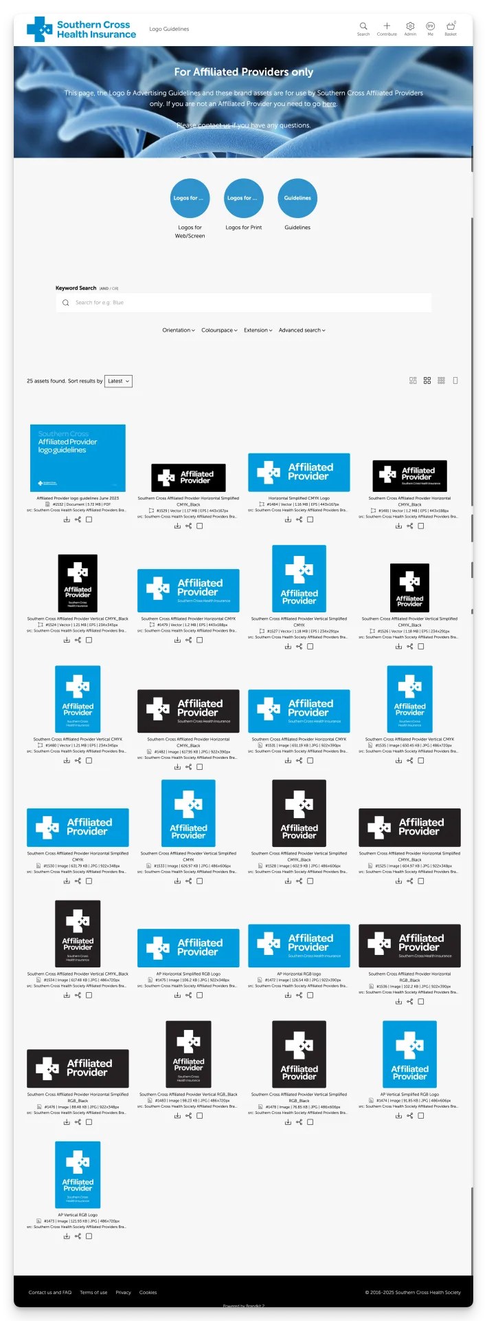 Screenshot of Souther Cross Health Care's Affiliated Provider Brandkit