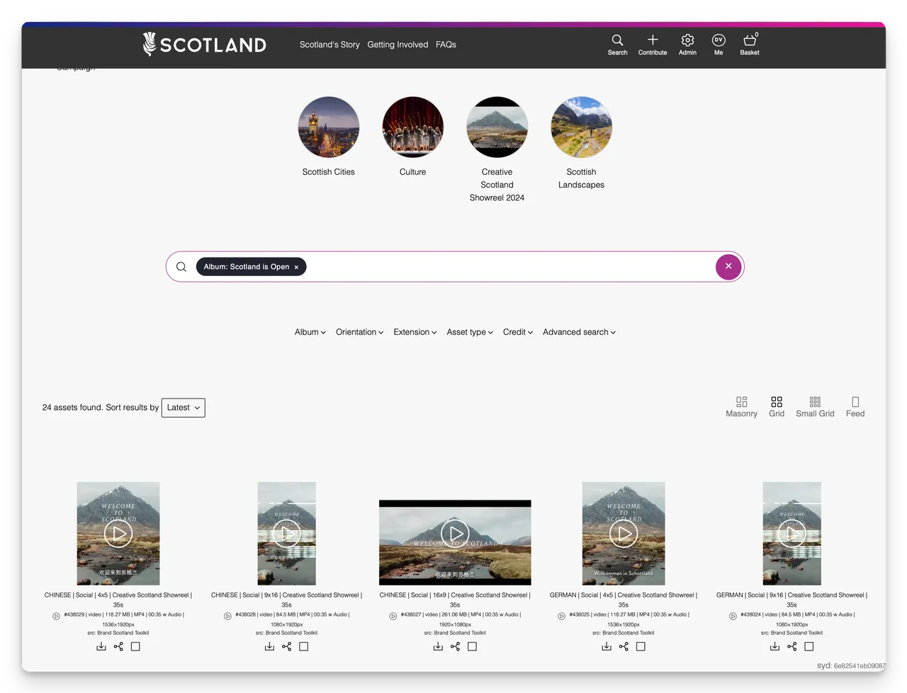 Brand Portal landing page example for the Brand Scotland