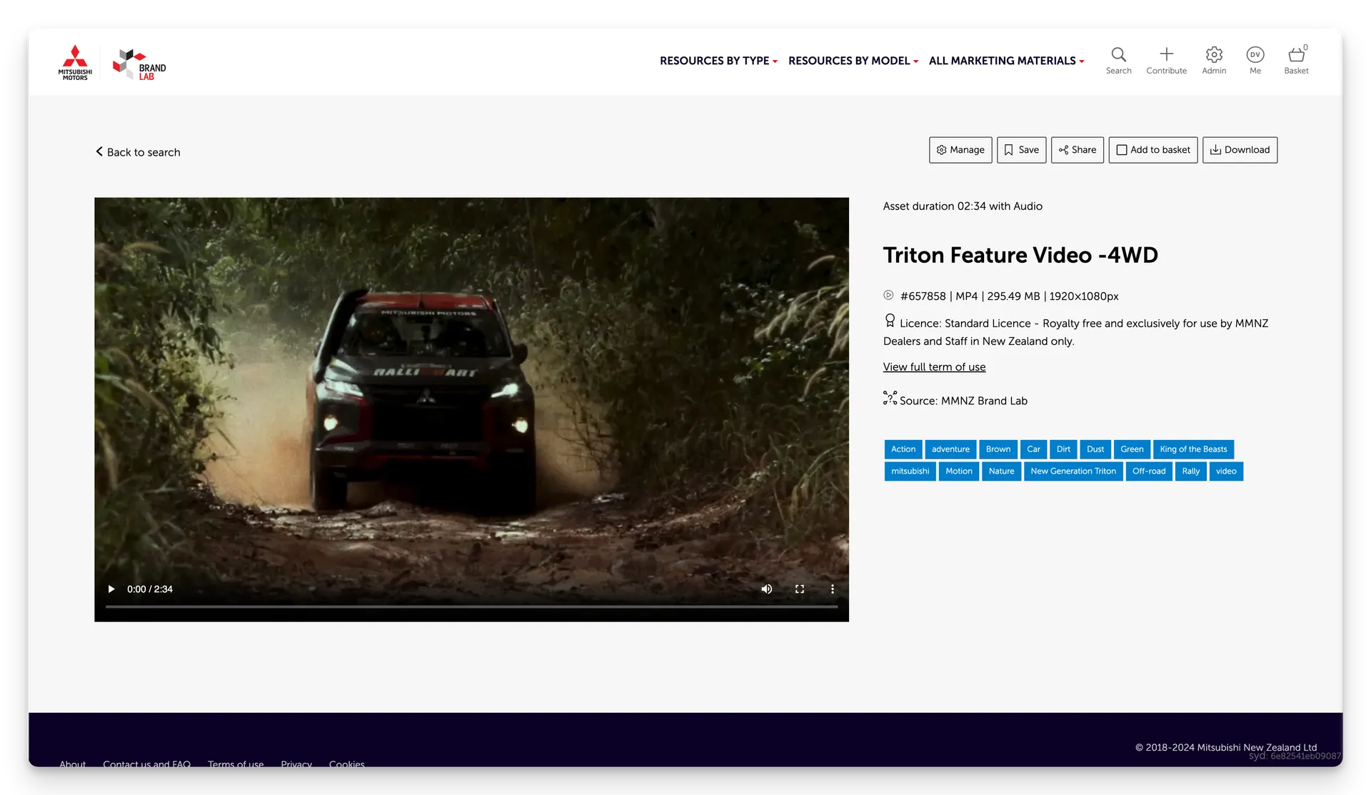 screenshot of a video asset in the Mitsubishi Motors Brand Lab